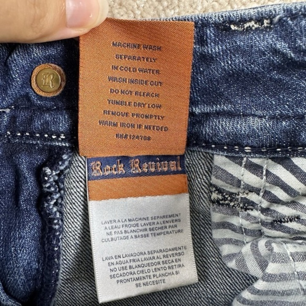Rock Revival Capri Jeans Women 29 *28x19.5* Blue Denim Distressed - Picture 7 of 13